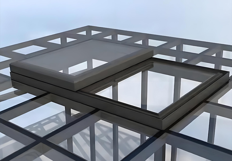 Sliding skylight with rail